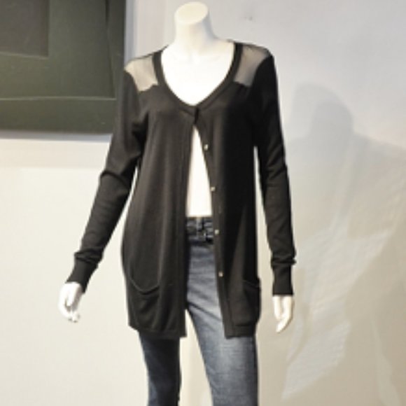 VTG Black Chiffon Back Tunique Cardi - Picture 3 of 9